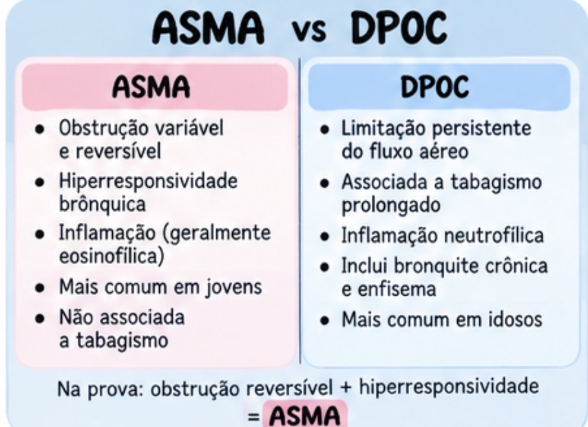 Mapa comparativo entre asma e DPOC
